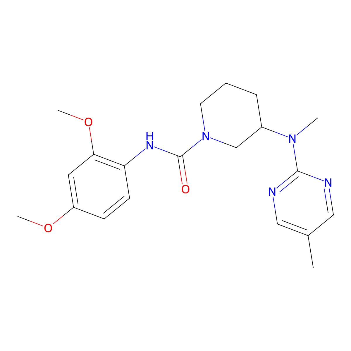 N-(2,4-dimethoxyphenyl)-3-[methyl(5-methylpyrimidin-2-yl)amino]piperidine-1-carboxamide molecular structure, CAS 2741893-07-0