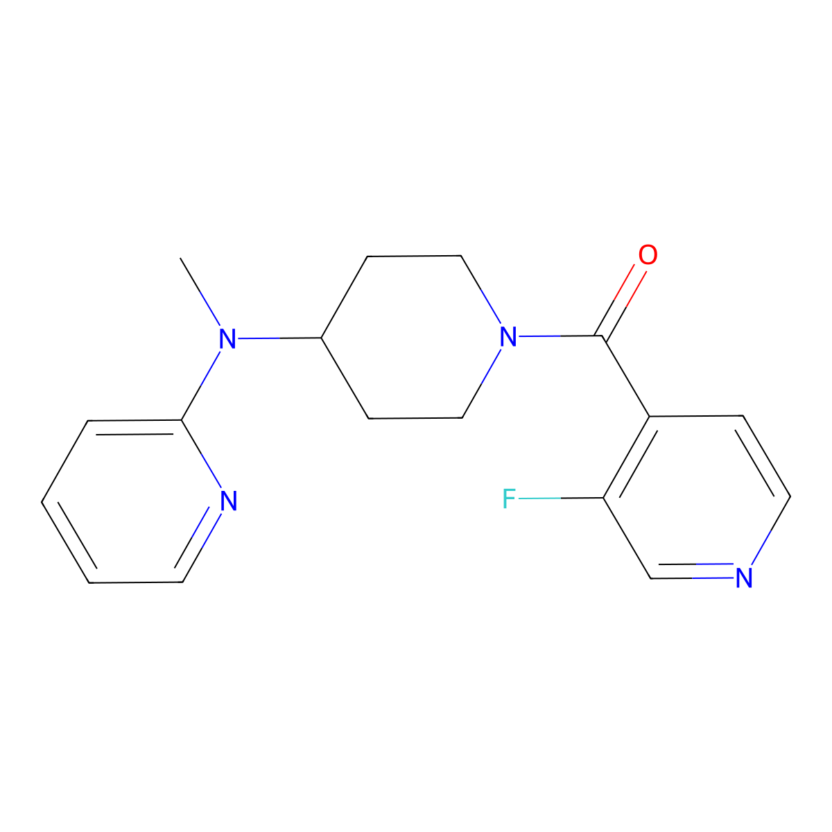 N-[1-(3-fluoropyridine-4-carbonyl)piperidin-4-yl]-N-methylpyridin-2-amine molecular structure, CAS 2741893-08-1