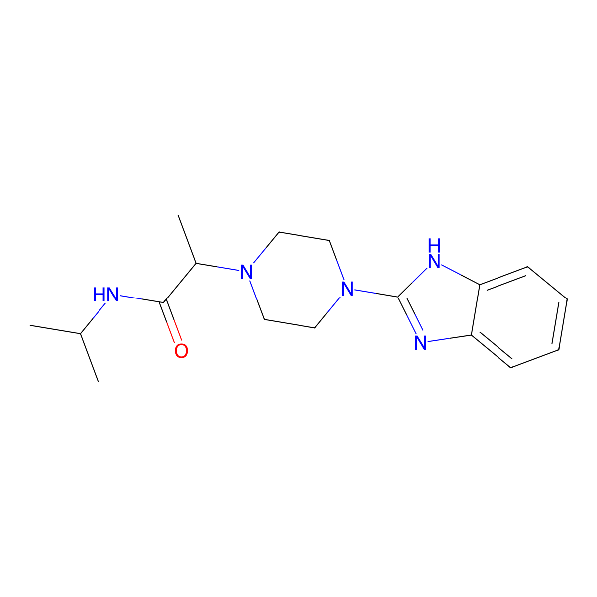 2-[4-(1H-1,3-benzodiazol-2-yl)piperazin-1-yl]-N-(propan-2-yl)propanamide molecular structure, CAS 2741893-09-2
