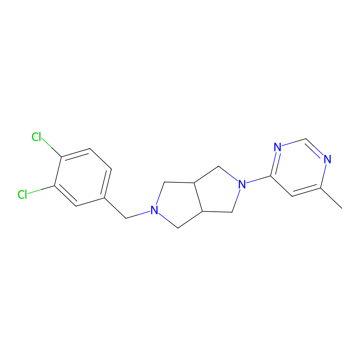 4-{5-[(3,4-Dichlorophenyl)methyl]-octahydropyrrolo[3,4-c]pyrrol-2-yl}-6-methylpyrimidine molecular structure, CAS 2741893-11-6