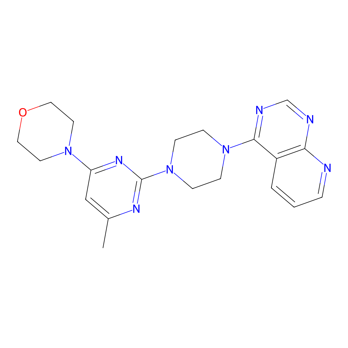 4-[6-Methyl-2-(4-{pyrido[2,3-d]pyrimidin-4-yl}piperazin-1-yl)pyrimidin-4-yl]morpholine molecular structure, CAS 2741893-12-7