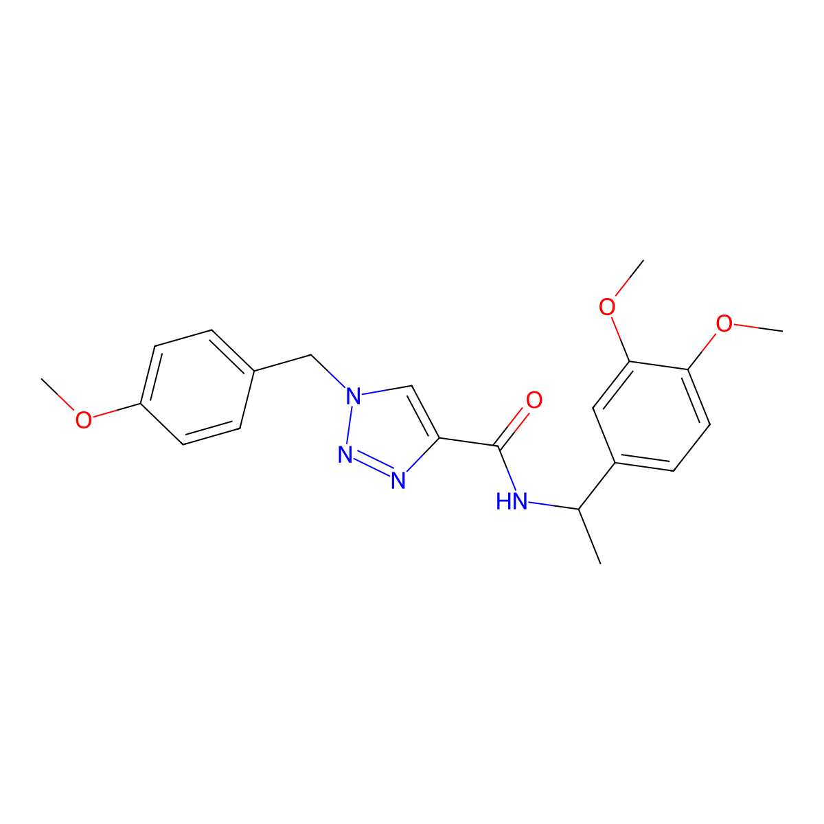 N-[1-(3,4-dimethoxyphenyl)ethyl]-1-[(4-methoxyphenyl)methyl]-1H-1,2,3-triazole-4-carboxamide molecular structure, CAS 2741893-16-1