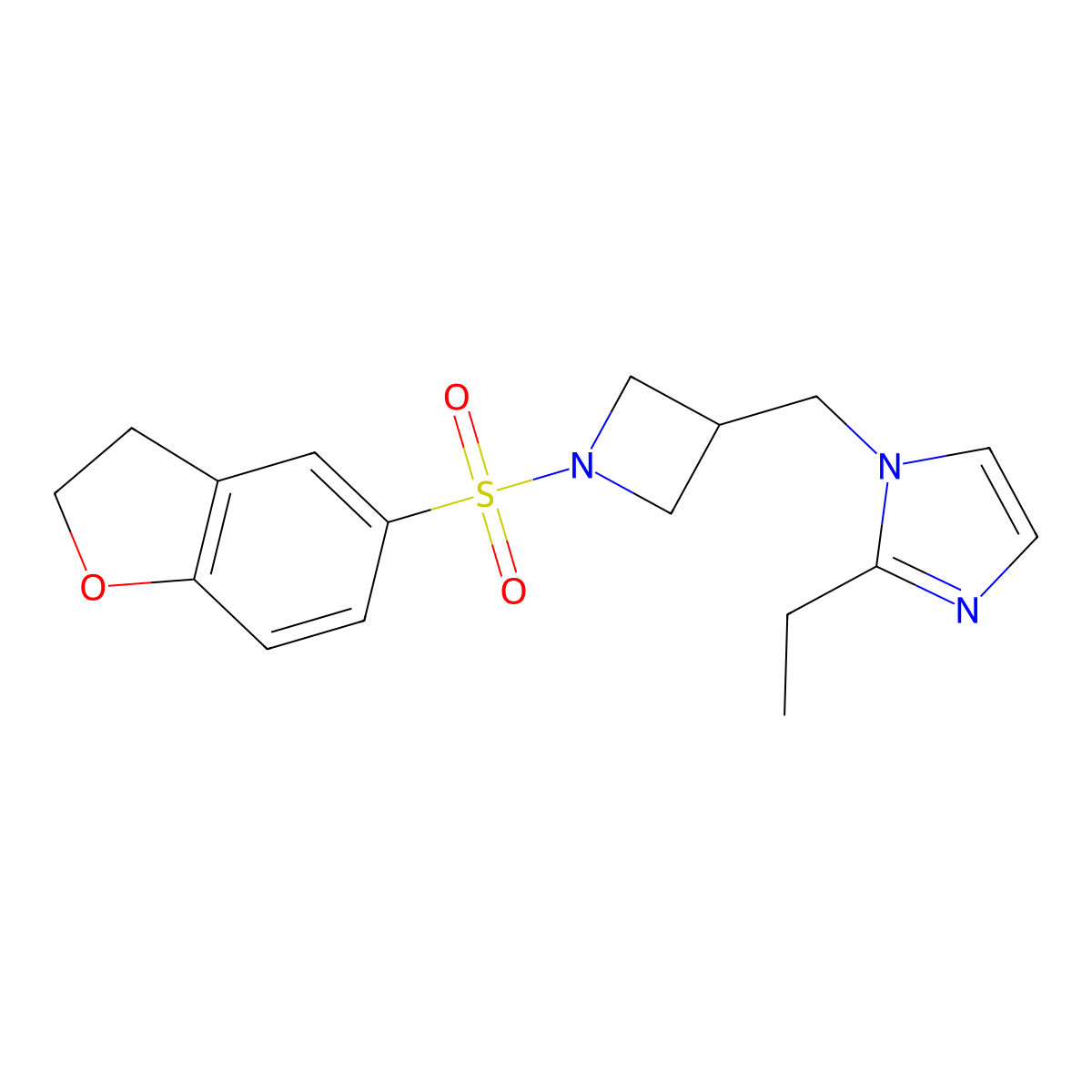 1-{[1-(2,3-dihydro-1-benzofuran-5-sulfonyl)azetidin-3-yl]methyl}-2-ethyl-1H-imidazole molecular structure, CAS 2741893-21-8