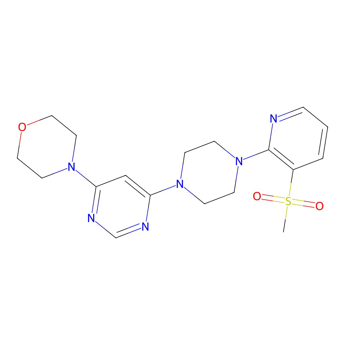 4-{6-[4-(3-Methanesulfonylpyridin-2-yl)piperazin-1-yl]pyrimidin-4-yl}morpholine molecular structure, CAS 2741893-23-0