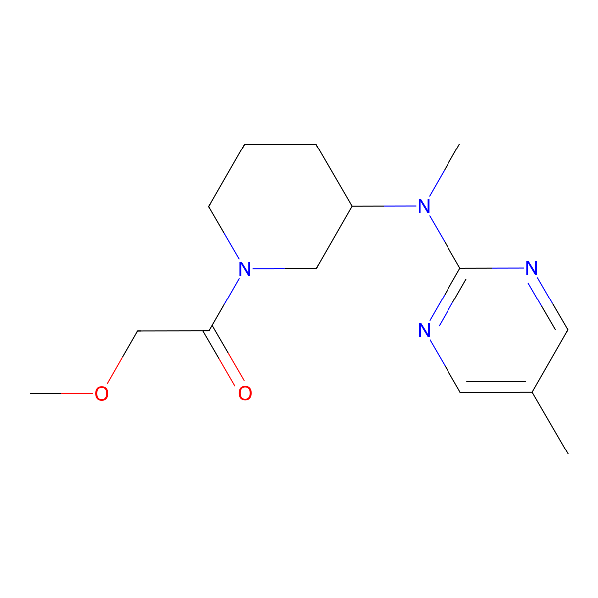 2-Methoxy-1-{3-[methyl(5-methylpyrimidin-2-yl)amino]piperidin-1-yl}ethan-1-one molecular structure, CAS 2741893-24-1