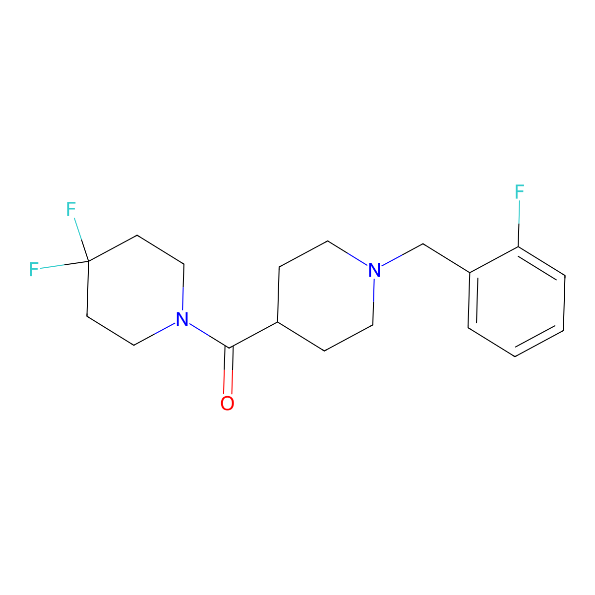 4,4-Difluoro-1-{1-[(2-fluorophenyl)methyl]piperidine-4-carbonyl}piperidine molecular structure, CAS 2741893-25-2