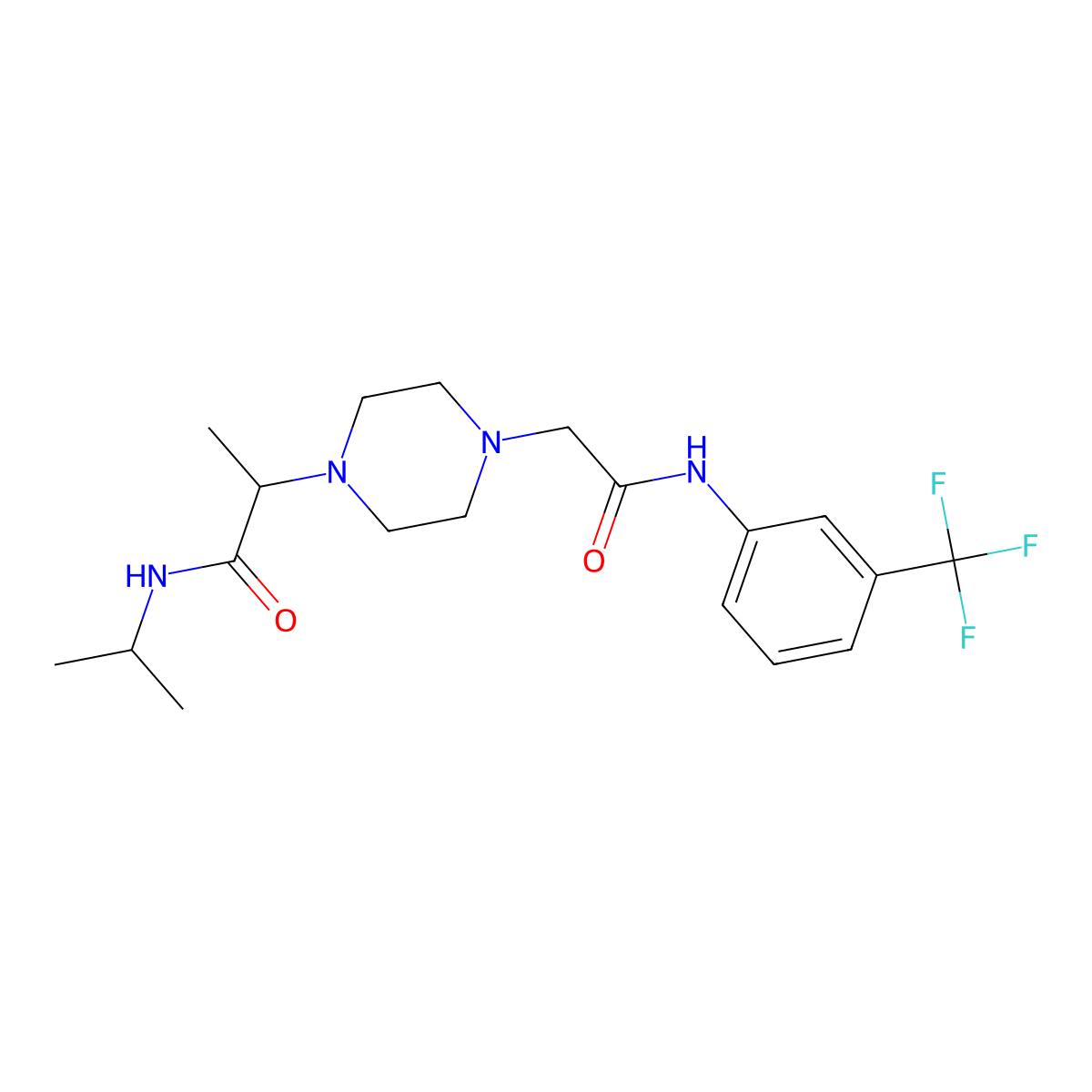 N-(propan-2-yl)-2-[4-({[3-(trifluoromethyl)phenyl]carbamoyl}methyl)piperazin-1-yl]propanamide molecular structure, CAS 2741893-27-4