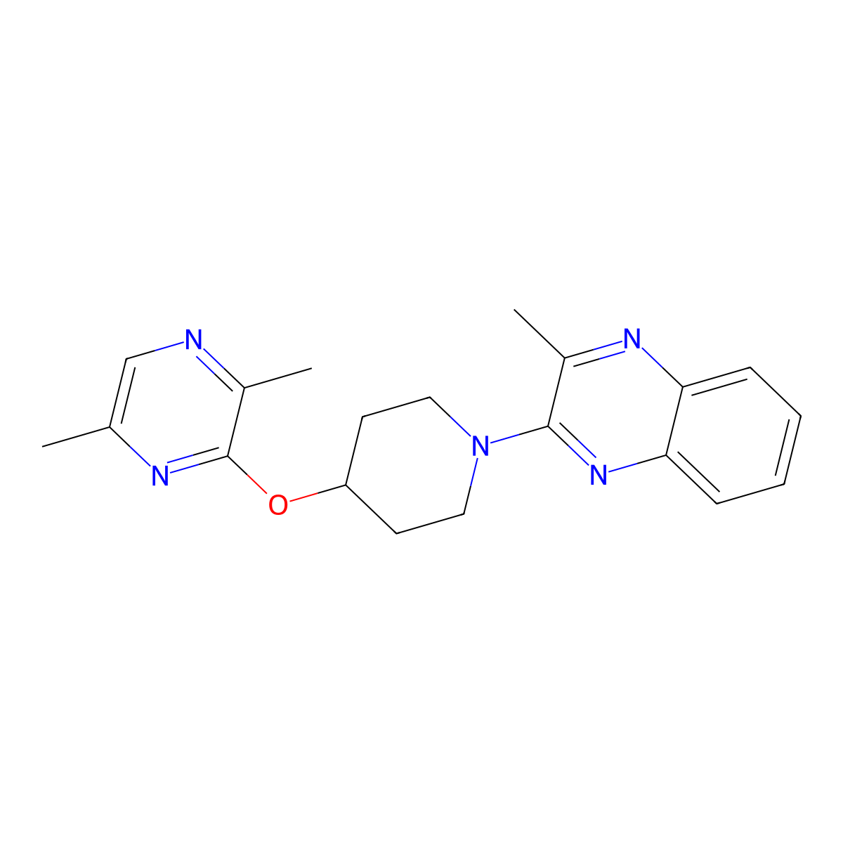 2-{4-[(3,6-Dimethylpyrazin-2-yl)oxy]piperidin-1-yl}-3-methylquinoxaline molecular structure, CAS 2741893-29-6