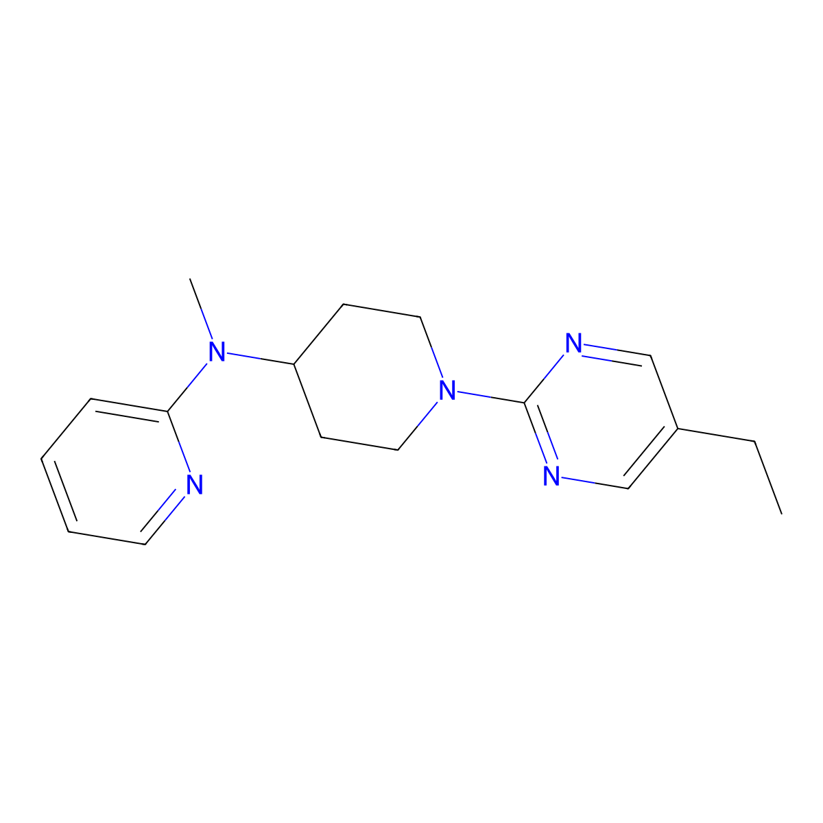 N-[1-(5-ethylpyrimidin-2-yl)piperidin-4-yl]-N-methylpyridin-2-amine molecular structure, CAS 2741893-31-0