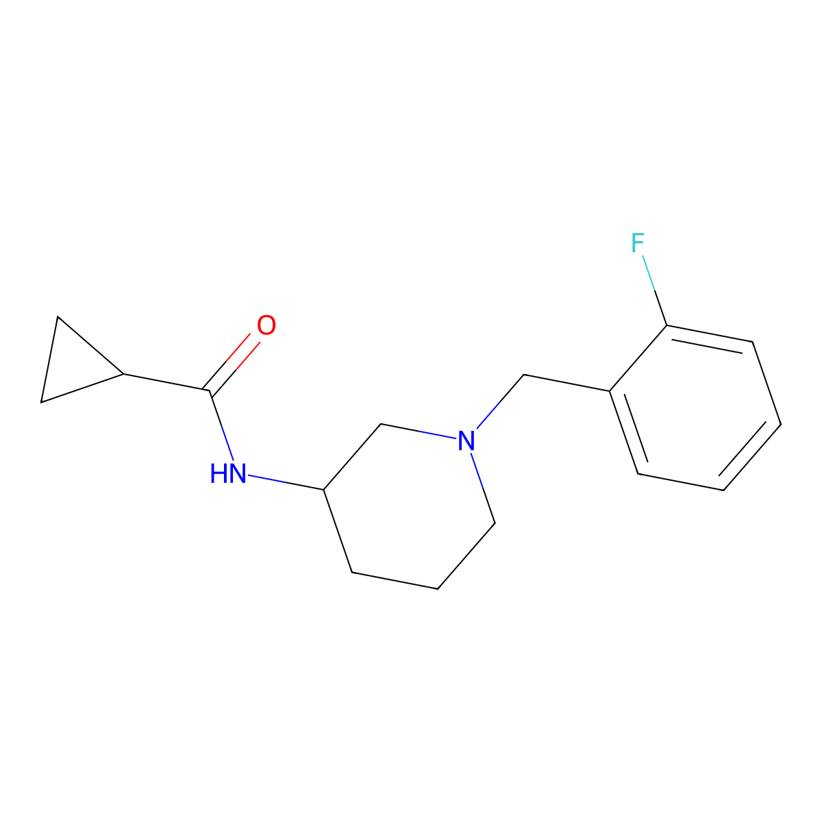 N-{1-[(2-fluorophenyl)methyl]piperidin-3-yl}cyclopropanecarboxamide molecular structure, CAS 2741893-34-3