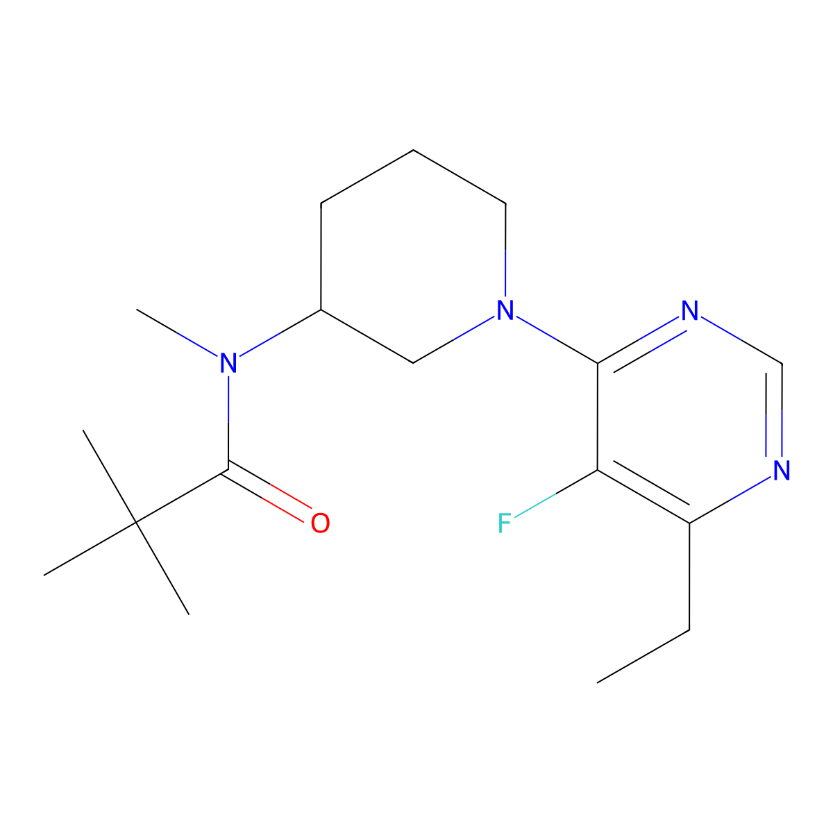 N-[1-(6-ethyl-5-fluoropyrimidin-4-yl)piperidin-3-yl]-N,2,2-trimethylpropanamide molecular structure, CAS 2741893-39-8