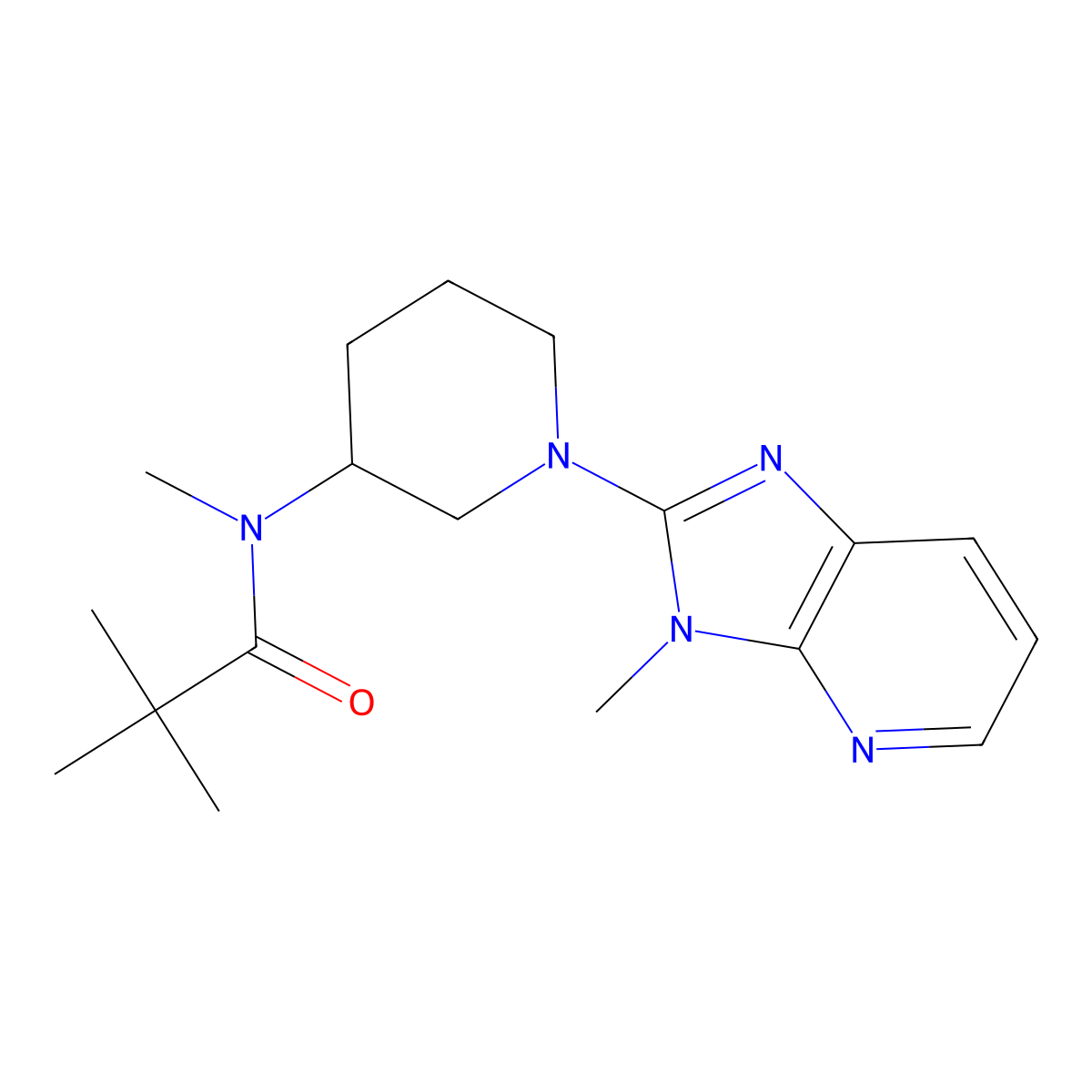 N,2,2-trimethyl-N-(1-{3-methyl-3H-imidazo[4,5-b]pyridin-2-yl}piperidin-3-yl)propanamide molecular structure, CAS 2741893-42-3