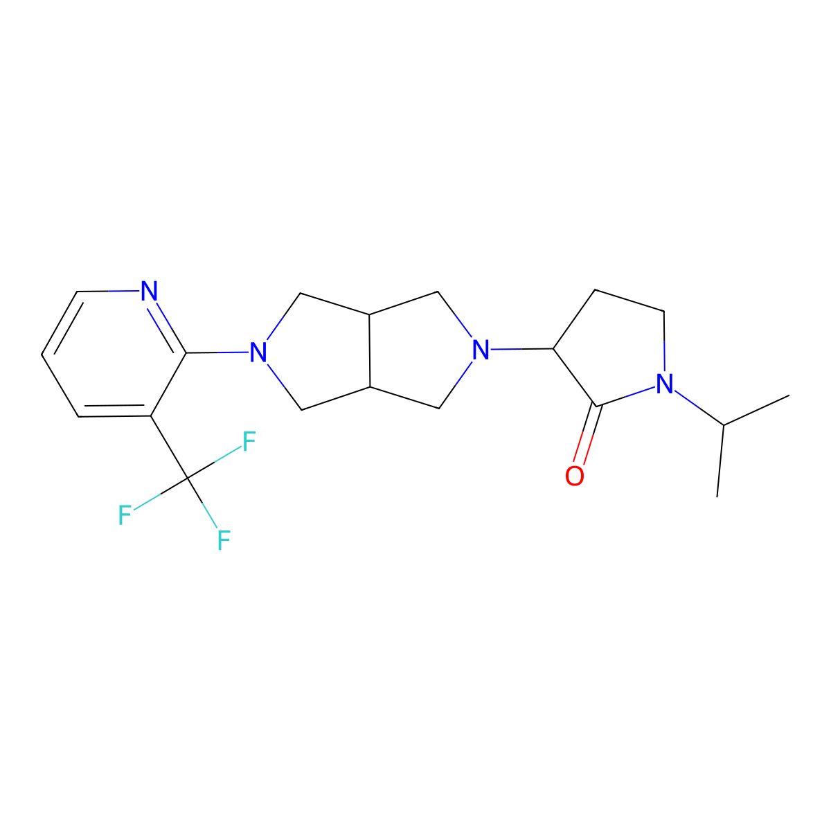 1-(Propan-2-yl)-3-{5-[3-(trifluoromethyl)pyridin-2-yl]-octahydropyrrolo[3,4-c]pyrrol-2-yl}pyrrolidin-2-one molecular structure, CAS 2741893-49-0
