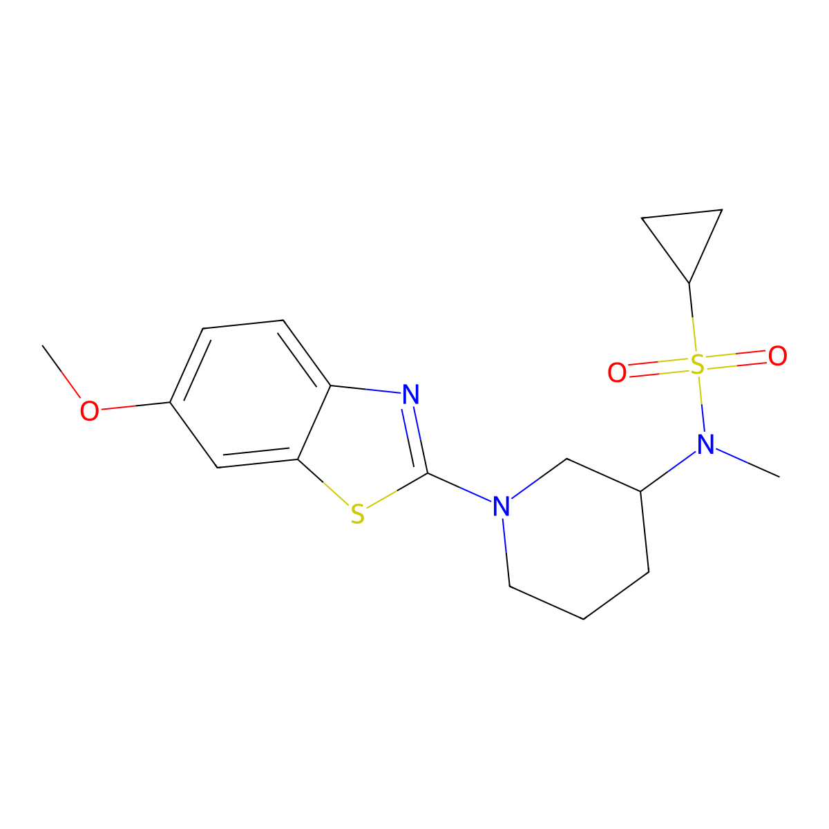 N-[1-(6-methoxy-1,3-benzothiazol-2-yl)piperidin-3-yl]-N-methylcyclopropanesulfonamide molecular structure, CAS 2741893-51-4