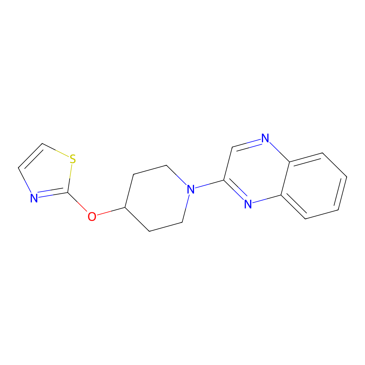 2-[4-(1,3-Thiazol-2-yloxy)piperidin-1-yl]quinoxaline molecular structure, CAS 2741893-53-6