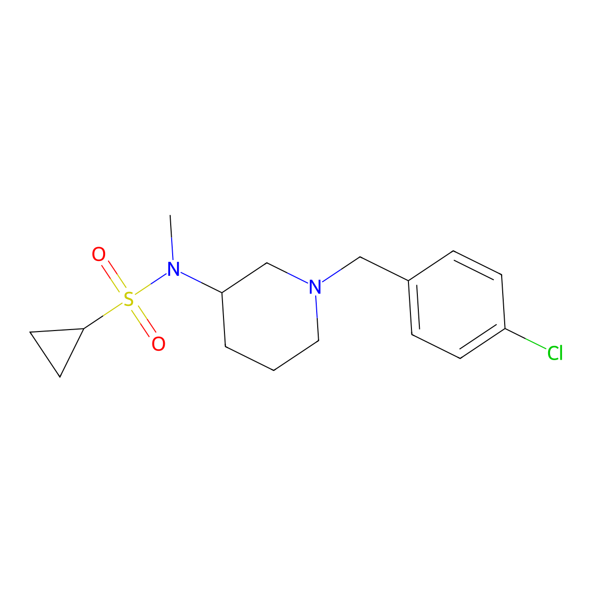 N-{1-[(4-chlorophenyl)methyl]piperidin-3-yl}-N-methylcyclopropanesulfonamide molecular structure, CAS 2741893-58-1