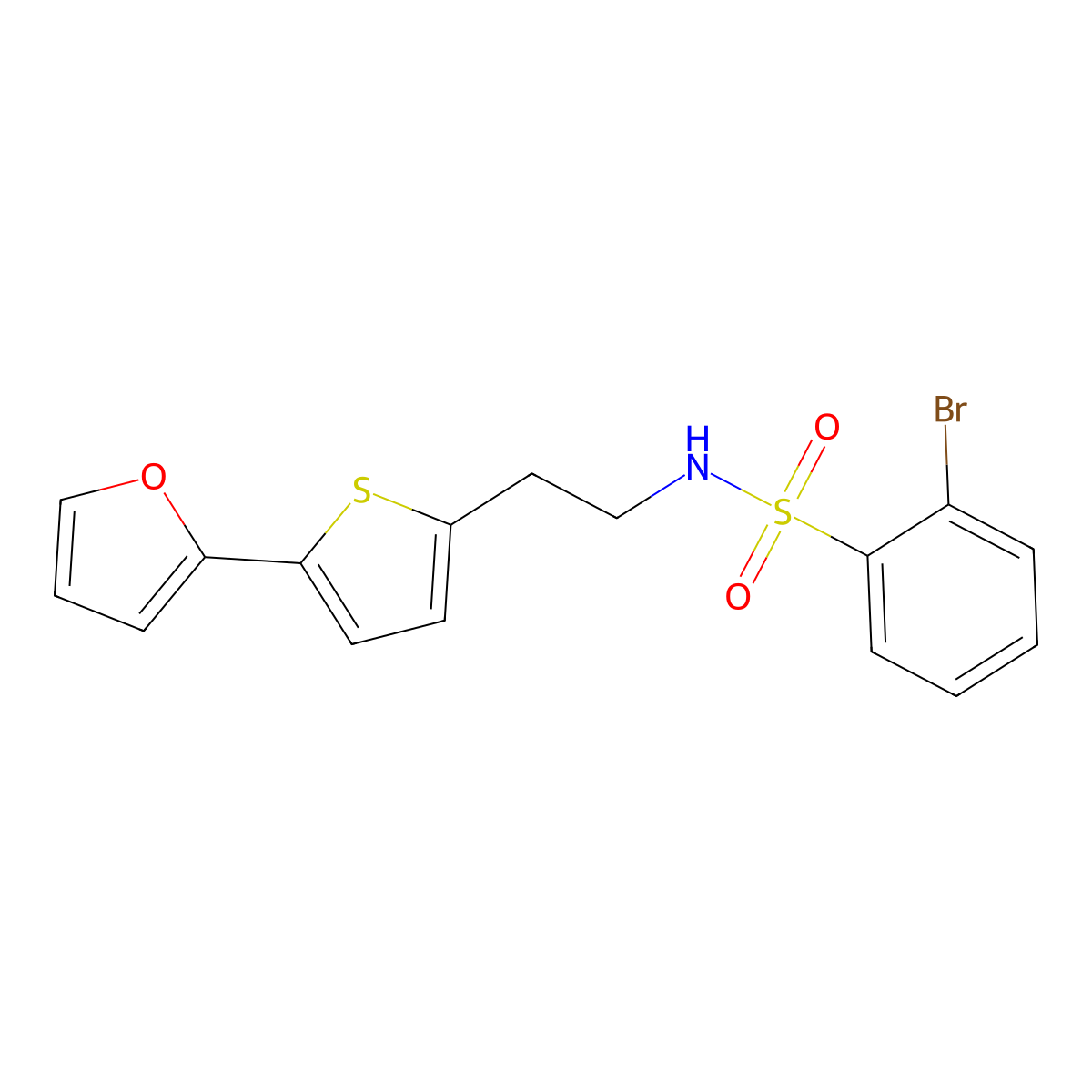 2-bromo-N-{2-[5-(furan-2-yl)thiophen-2-yl]ethyl}benzene-1-sulfonamide molecular structure, CAS 2741893-62-7