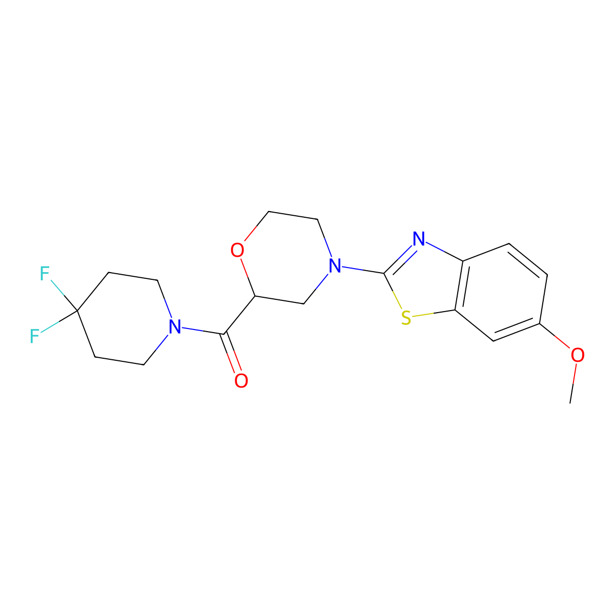 2-[2-(4,4-Difluoropiperidine-1-carbonyl)morpholin-4-yl]-6-methoxy-1,3-benzothiazole molecular structure, CAS 2741893-63-8