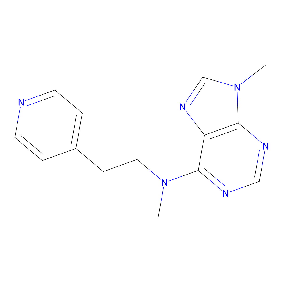 N,9-dimethyl-N-[2-(pyridin-4-yl)ethyl]-9H-purin-6-amine molecular structure, CAS 2741893-66-1