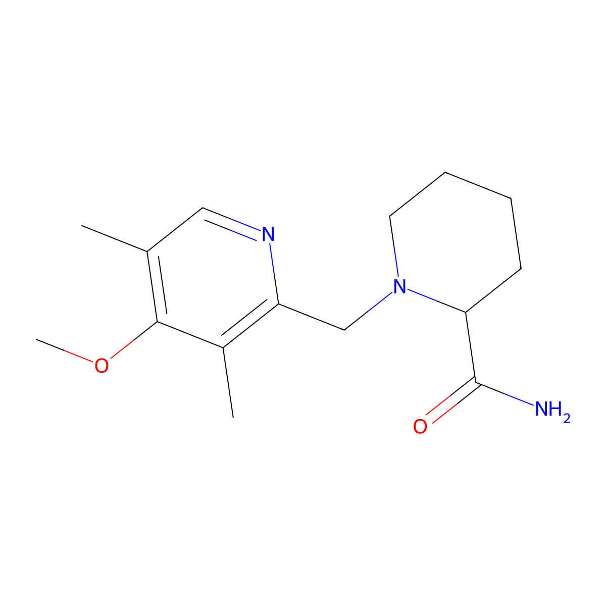 1-[(4-Methoxy-3,5-dimethylpyridin-2-yl)methyl]piperidine-2-carboxamide molecular structure, CAS 2741893-68-3