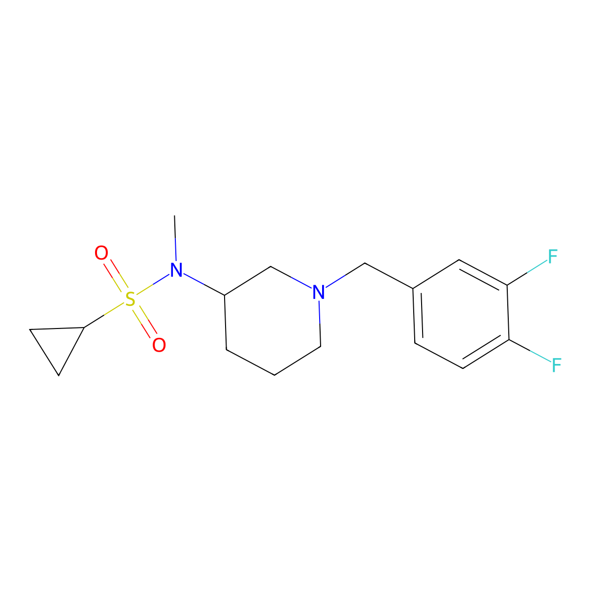 N-{1-[(3,4-difluorophenyl)methyl]piperidin-3-yl}-N-methylcyclopropanesulfonamide molecular structure, CAS 2741893-69-4