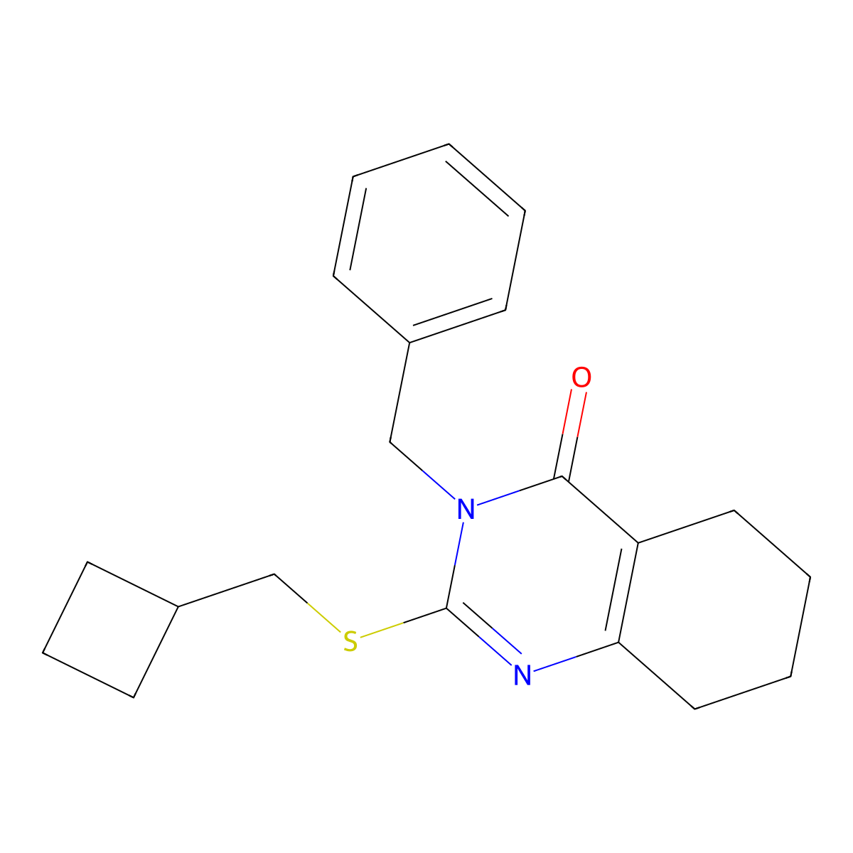 3-Benzyl-2-[(cyclobutylmethyl)sulfanyl]-3,4,5,6,7,8-hexahydroquinazolin-4-one molecular structure, CAS 2741893-76-3