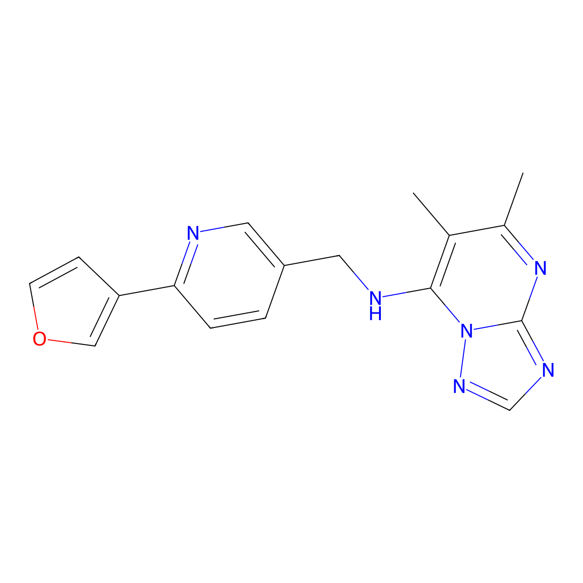 N-{[6-(furan-3-yl)pyridin-3-yl]methyl}-5,6-dimethyl-[1,2,4]triazolo[1,5-a]pyrimidin-7-amine molecular structure, CAS 2741893-85-4