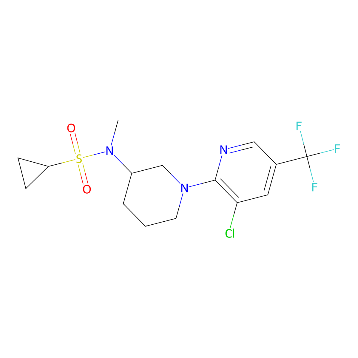 N-{1-[3-chloro-5-(trifluoromethyl)pyridin-2-yl]piperidin-3-yl}-N-methylcyclopropanesulfonamide molecular structure, CAS 2741893-86-5