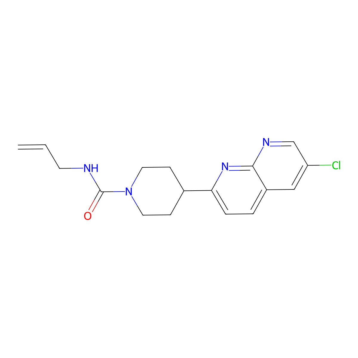 4-(6-chloro-1,8-naphthyridin-2-yl)-N-(prop-2-en-1-yl)piperidine-1-carboxamide molecular structure, CAS 2741893-89-8