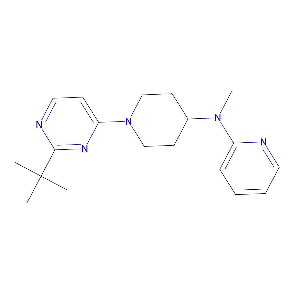 N-[1-(2-tert-butylpyrimidin-4-yl)piperidin-4-yl]-N-methylpyridin-2-amine molecular structure, CAS 2741893-96-7