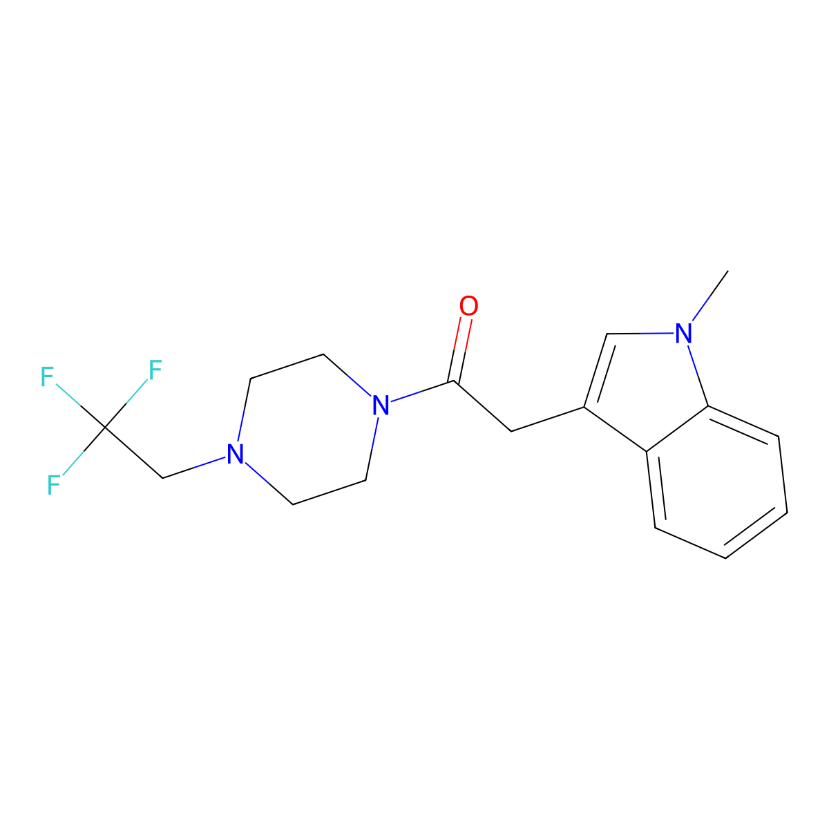 2-(1-methyl-1H-indol-3-yl)-1-[4-(2,2,2-trifluoroethyl)piperazin-1-yl]ethan-1-one molecular structure, CAS 2741893-98-9