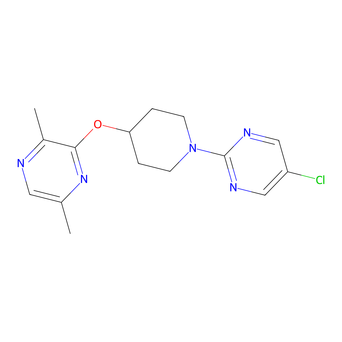 3-{[1-(5-Chloropyrimidin-2-yl)piperidin-4-yl]oxy}-2,5-dimethylpyrazine molecular structure, CAS 2741894-00-6