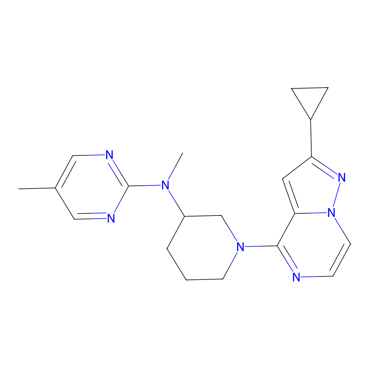N-(1-{2-cyclopropylpyrazolo[1,5-a]pyrazin-4-yl}piperidin-3-yl)-N,5-dimethylpyrimidin-2-amine molecular structure, CAS 2741894-01-7