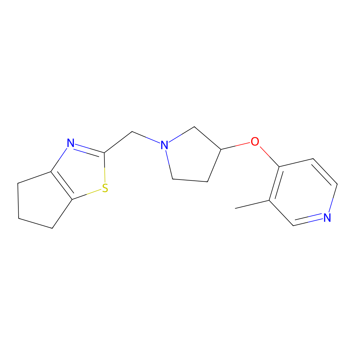 4-{[1-({4H,5H,6H-cyclopenta[d][1,3]thiazol-2-yl}methyl)pyrrolidin-3-yl]oxy}-3-methylpyridine molecular structure, CAS 2741894-02-8