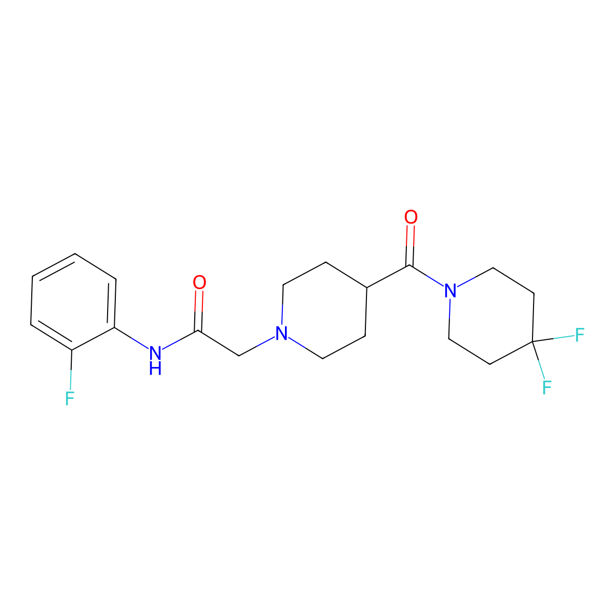 2-[4-(4,4-difluoropiperidine-1-carbonyl)piperidin-1-yl]-N-(2-fluorophenyl)acetamide molecular structure, CAS 2741894-04-0