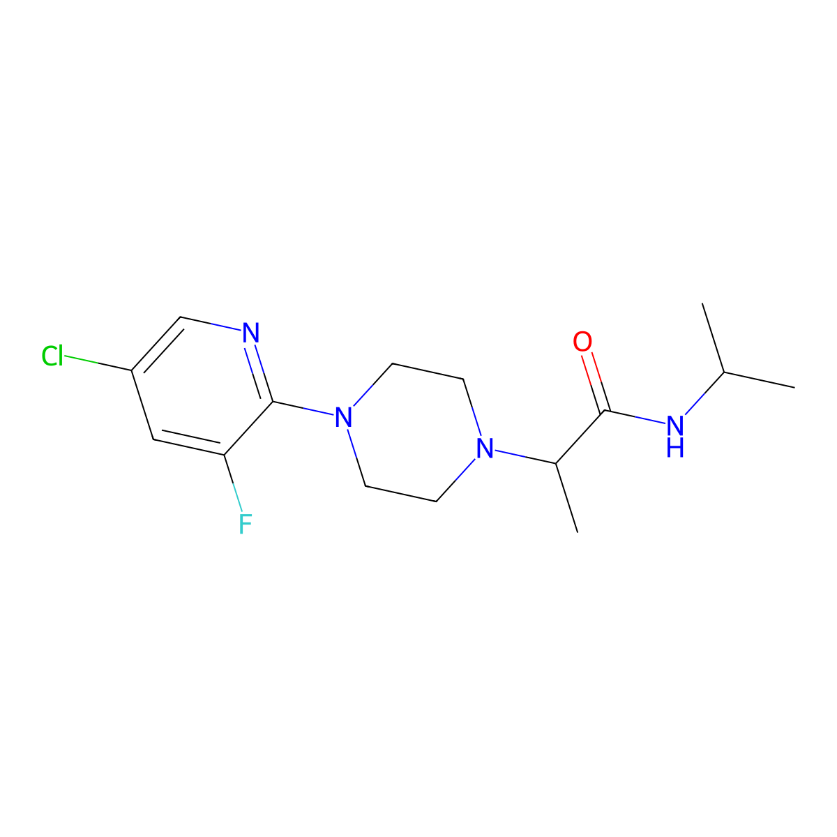 2-[4-(5-chloro-3-fluoropyridin-2-yl)piperazin-1-yl]-N-(propan-2-yl)propanamide molecular structure, CAS 2741894-06-2