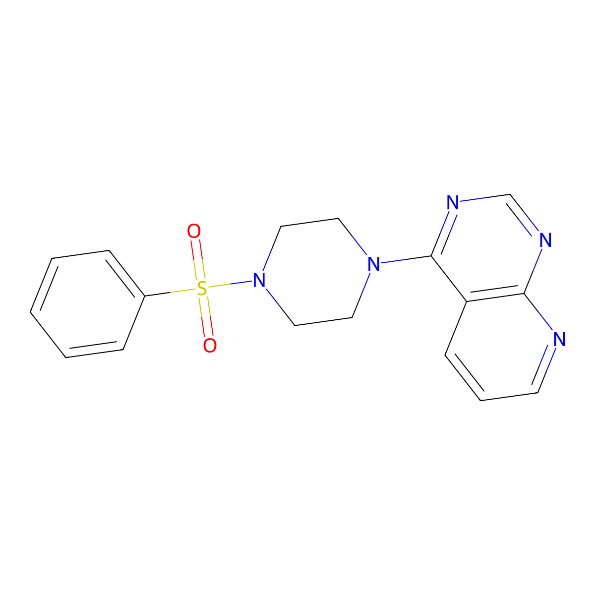 1-(Benzenesulfonyl)-4-{pyrido[2,3-d]pyrimidin-4-yl}piperazine molecular structure, CAS 2741894-14-2