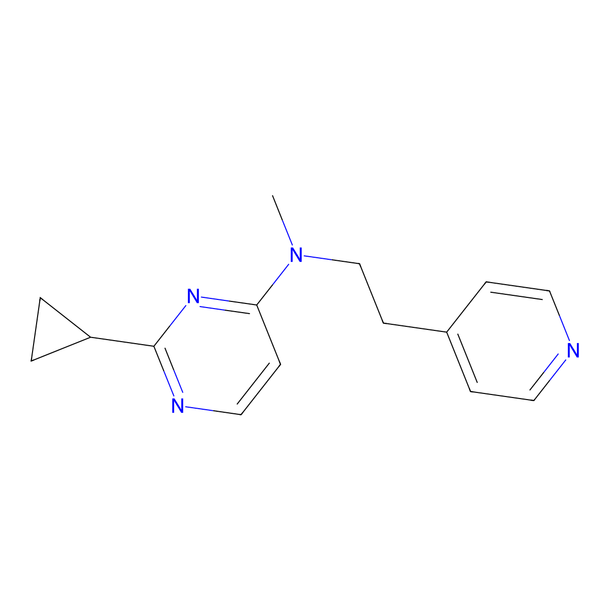 2-cyclopropyl-N-methyl-N-[2-(pyridin-4-yl)ethyl]pyrimidin-4-amine molecular structure, CAS 2741894-15-3