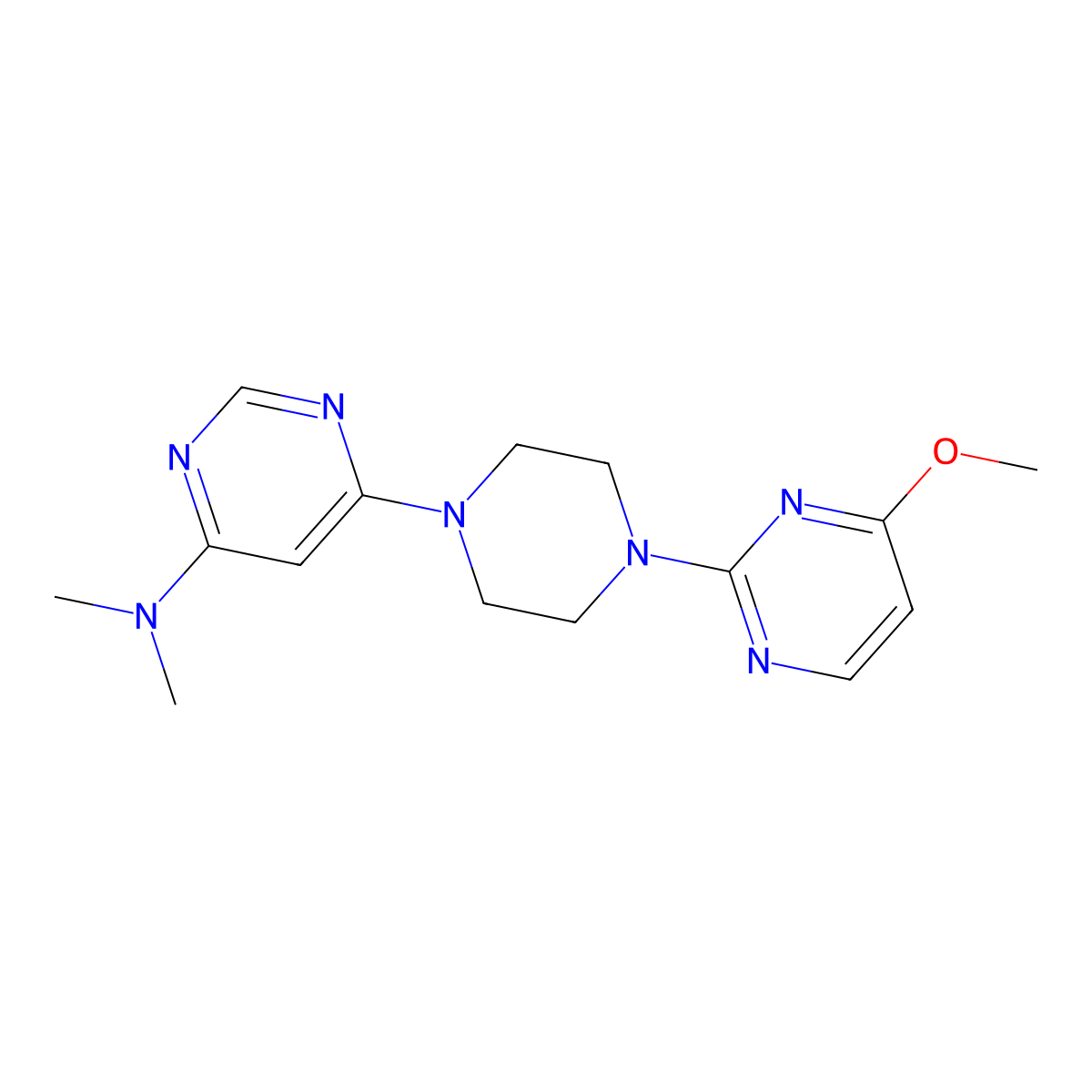 6-[4-(4-methoxypyrimidin-2-yl)piperazin-1-yl]-N,N-dimethylpyrimidin-4-amine molecular structure, CAS 2741894-16-4