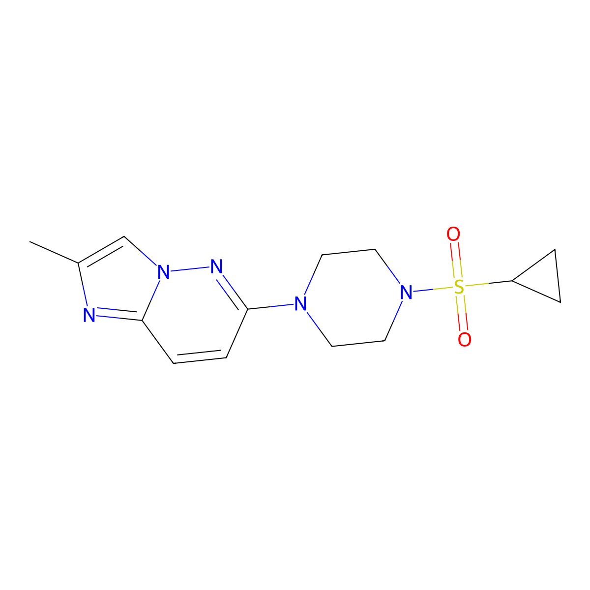 1-(Cyclopropanesulfonyl)-4-{2-methylimidazo[1,2-b]pyridazin-6-yl}piperazine molecular structure, CAS 2741894-21-1