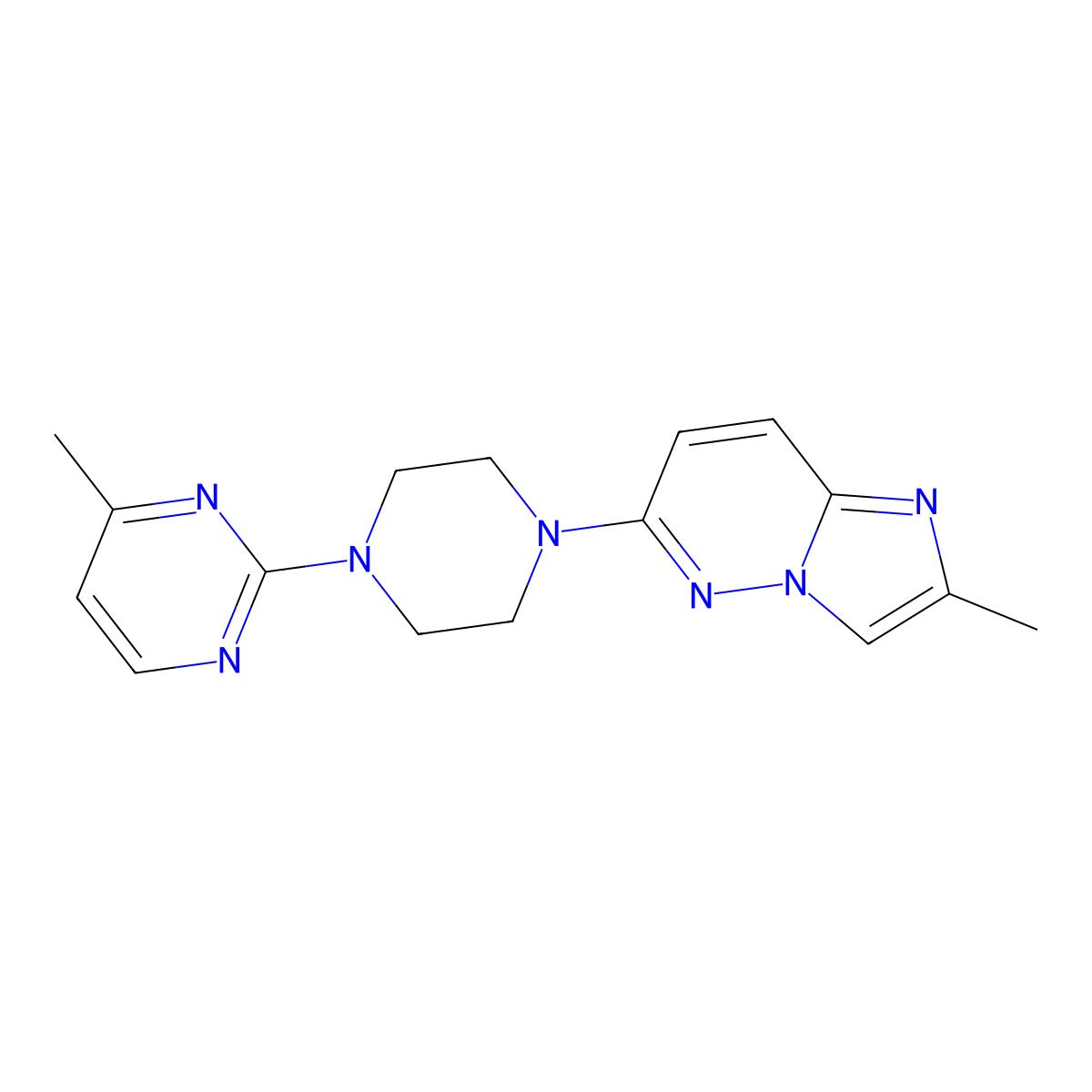 4-Methyl-2-(4-{2-methylimidazo[1,2-b]pyridazin-6-yl}piperazin-1-yl)pyrimidine molecular structure, CAS 2741894-29-9