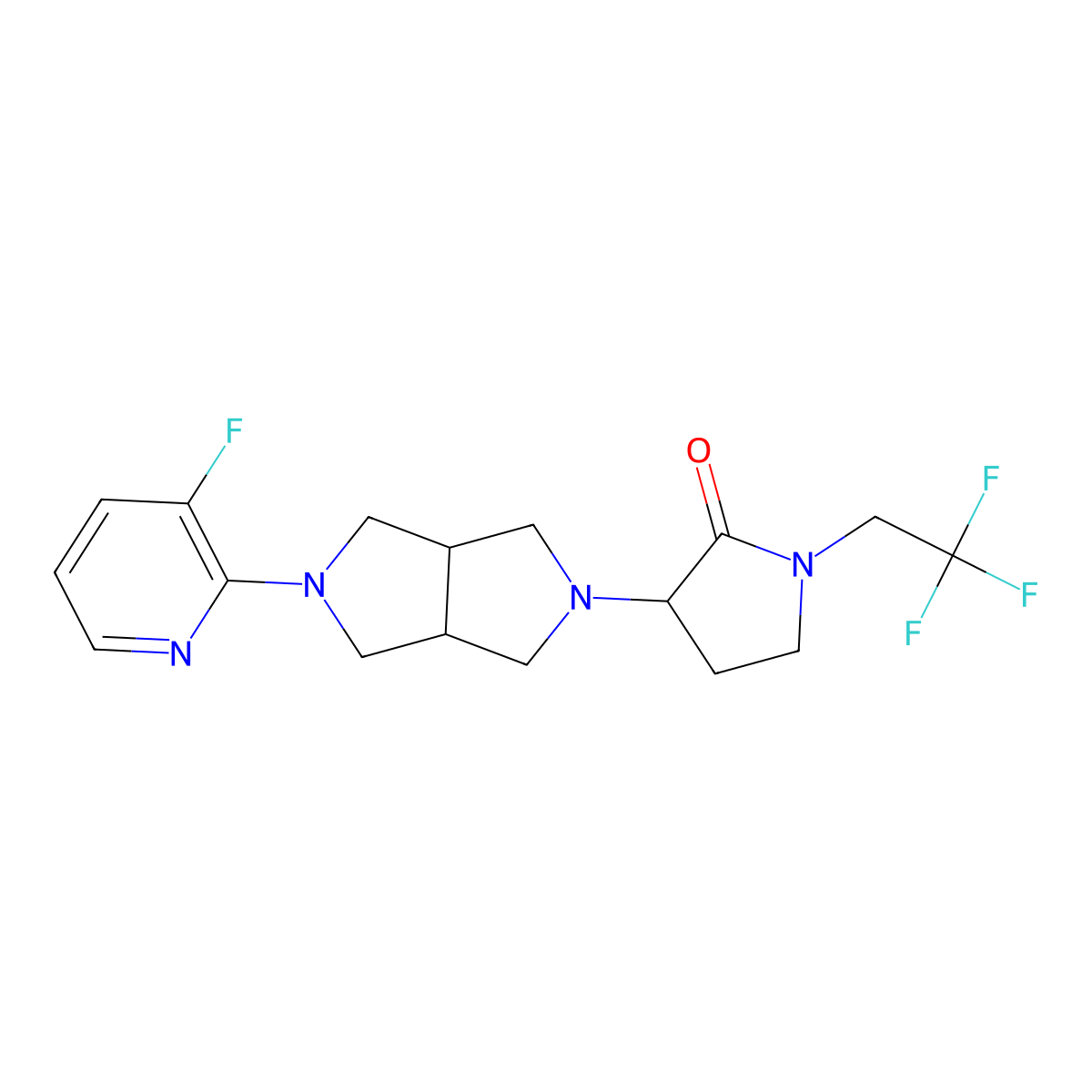 3-[5-(3-Fluoropyridin-2-yl)-octahydropyrrolo[3,4-c]pyrrol-2-yl]-1-(2,2,2-trifluoroethyl)pyrrolidin-2-one molecular structure, CAS 2741894-36-8