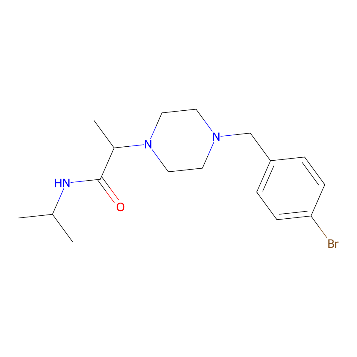 2-{4-[(4-bromophenyl)methyl]piperazin-1-yl}-N-(propan-2-yl)propanamide molecular structure, CAS 2741894-39-1