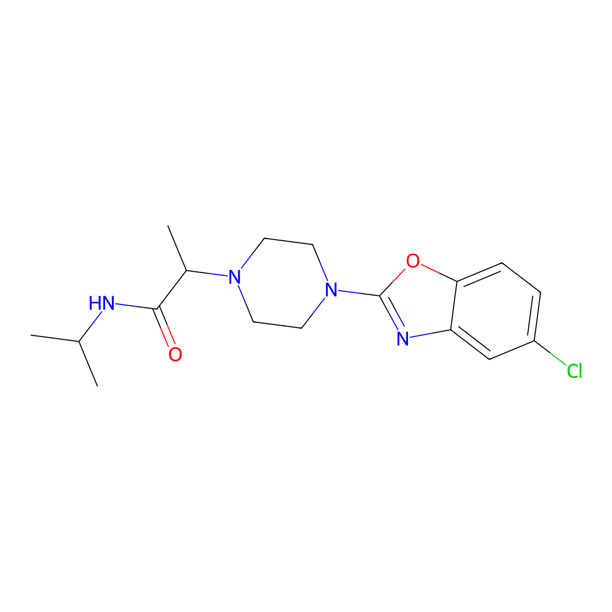 2-[4-(5-chloro-1,3-benzoxazol-2-yl)piperazin-1-yl]-N-(propan-2-yl)propanamide molecular structure, CAS 2741894-44-8