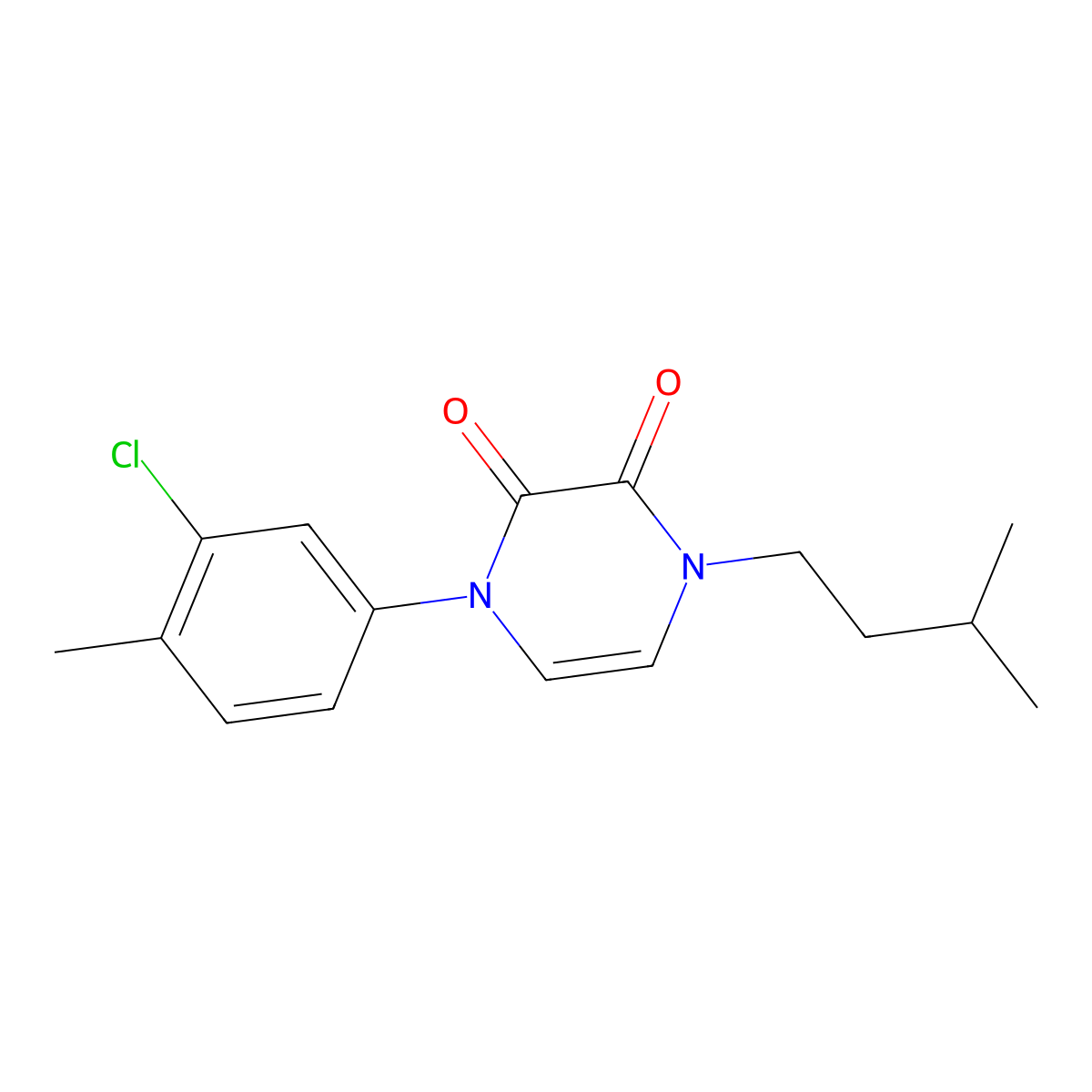 1-(3-Chloro-4-methylphenyl)-4-(3-methylbutyl)-1,2,3,4-tetrahydropyrazine-2,3-dione molecular structure, CAS 2741894-45-9