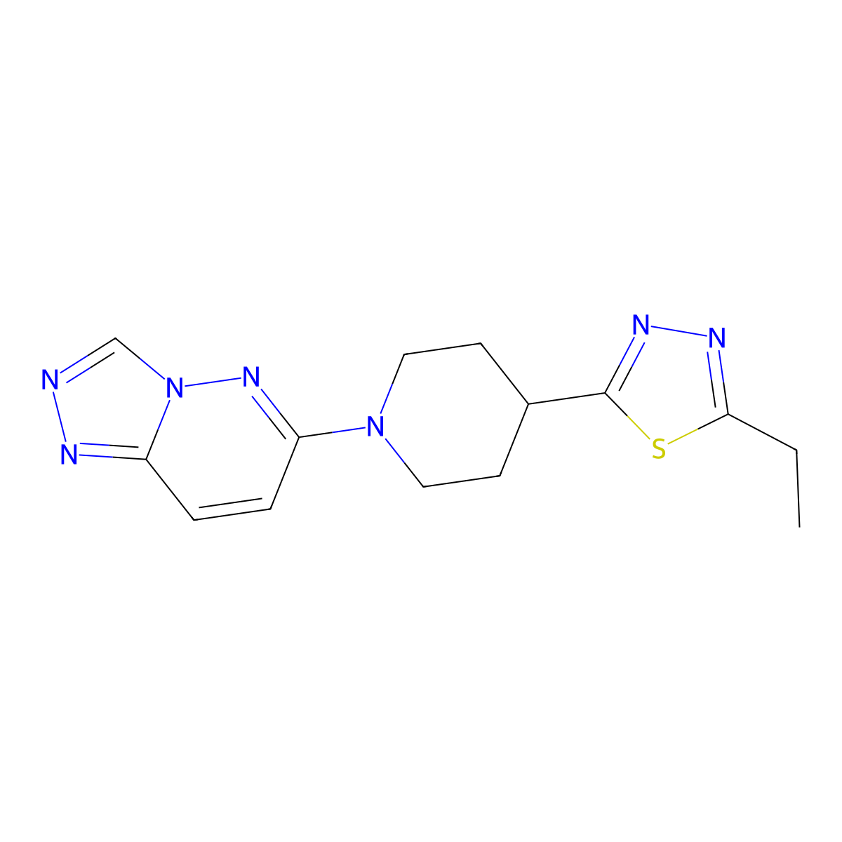 4-(5-Ethyl-1,3,4-thiadiazol-2-yl)-1-{[1,2,4]triazolo[4,3-b]pyridazin-6-yl}piperidine molecular structure, CAS 2741894-53-9