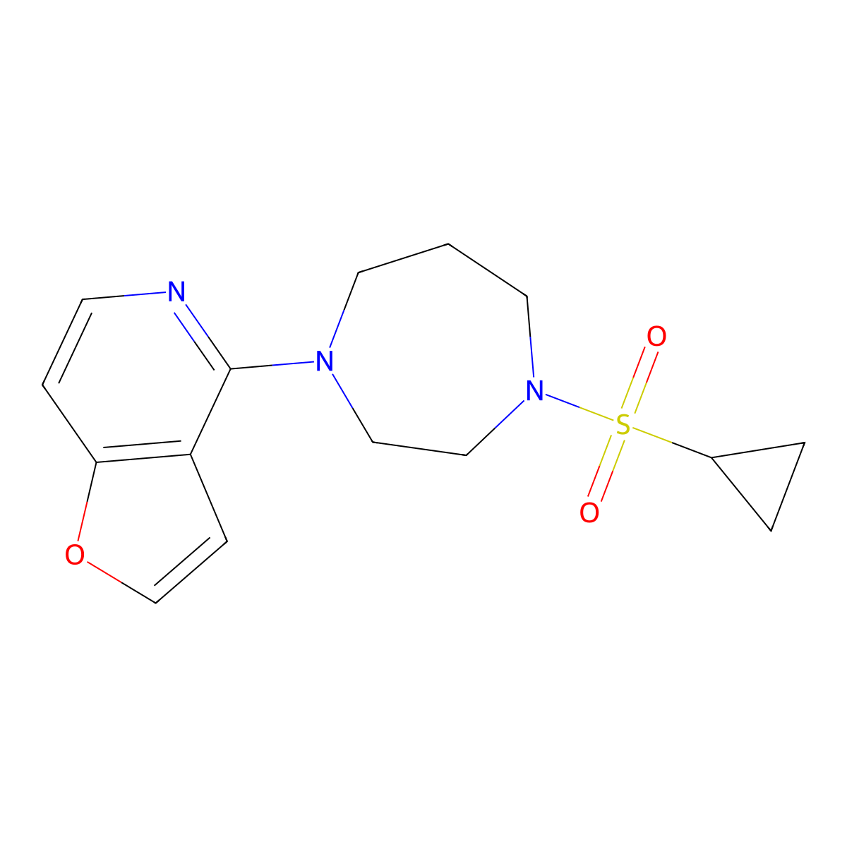 1-(Cyclopropanesulfonyl)-4-{furo[3,2-c]pyridin-4-yl}-1,4-diazepane molecular structure, CAS 2741894-59-5