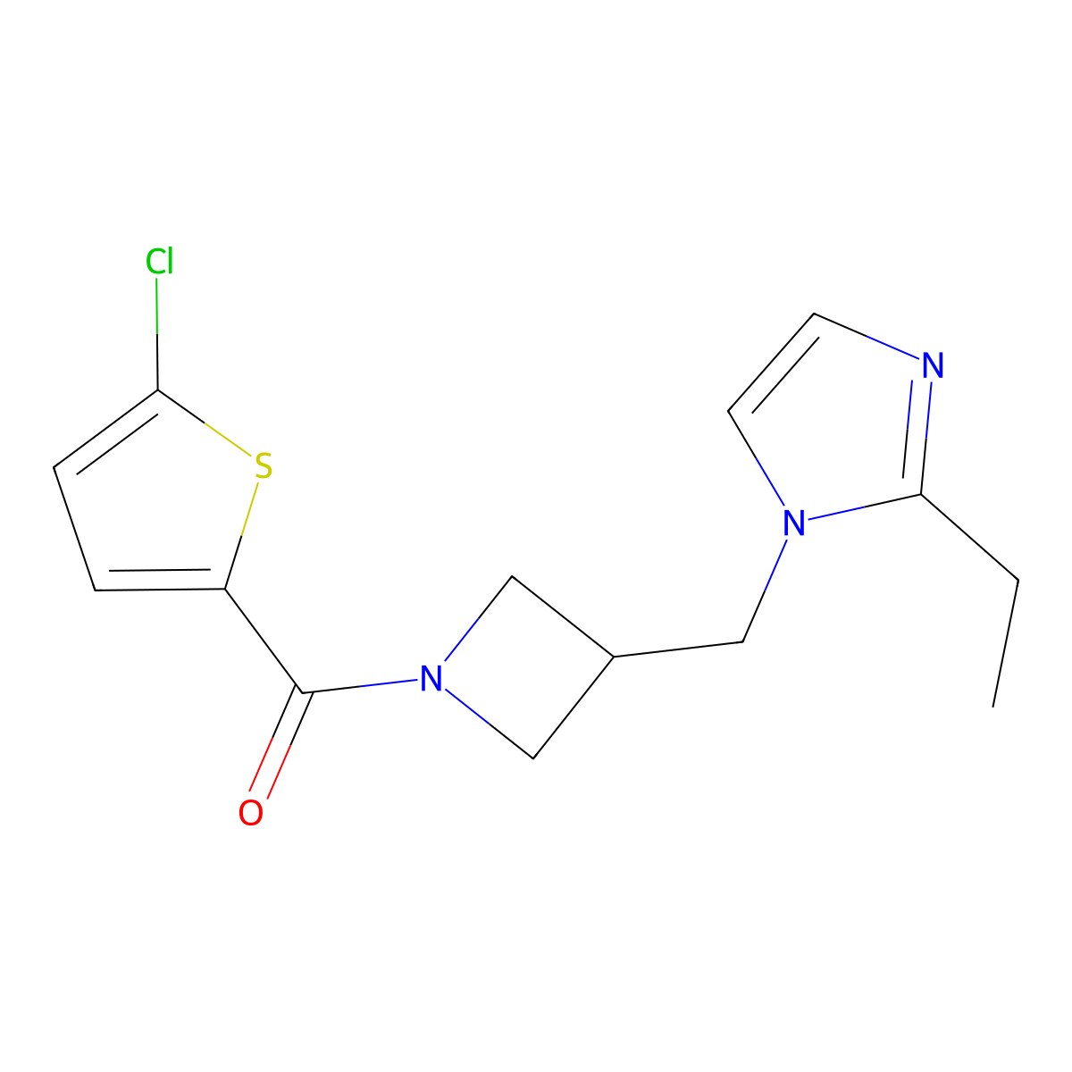 1-{[1-(5-chlorothiophene-2-carbonyl)azetidin-3-yl]methyl}-2-ethyl-1H-imidazole molecular structure, CAS 2741894-63-1