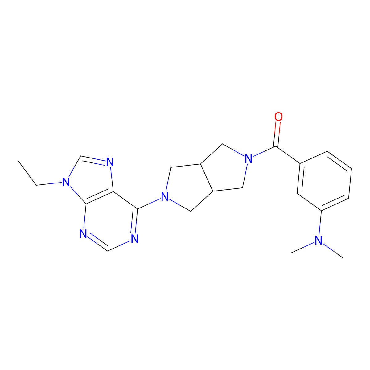 3-[5-(9-ethyl-9H-purin-6-yl)-octahydropyrrolo[3,4-c]pyrrole-2-carbonyl]-N,N-dimethylaniline molecular structure, CAS 2741894-67-5
