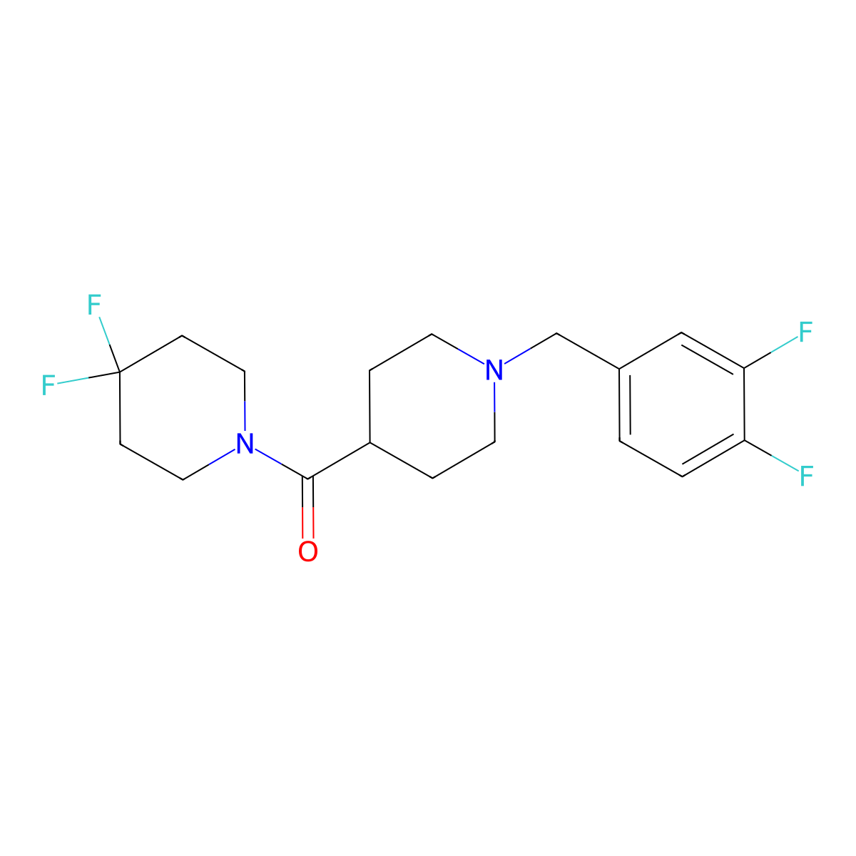 1-{1-[(3,4-Difluorophenyl)methyl]piperidine-4-carbonyl}-4,4-difluoropiperidine molecular structure, CAS 2741894-71-1